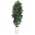 Nearly Naturals 5 ft. Bamboo Palm Artificial Plant in White Planter 8083